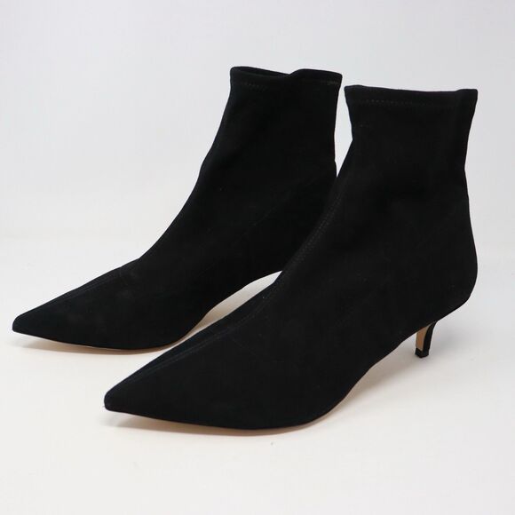 $350 Coach Restored Jade Bootie SUEDE BLACK POINTY GOLD "C" HEEL SOCK 11 - Picture 1 of 7